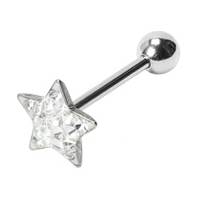 PJ01060-AB Piercing do jazyku - hvězda osázená zirkony
