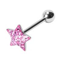 PJ01060-AB Piercing do jazyku - hvězda osázená zirkony