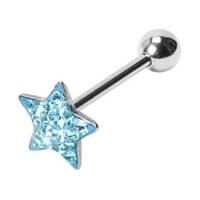 PJ01060-AB Piercing do jazyku - hvězda osázená zirkony