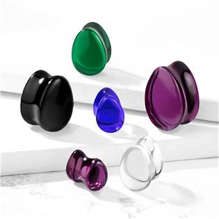 PL01247C-06 Skleněný plug do ucha slza čirá