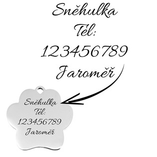 PZ042 Ocelová psí známka - tlapka