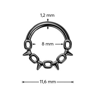 SG122-K Černý ocelový kruh - helix / cartilage / septum piercing
