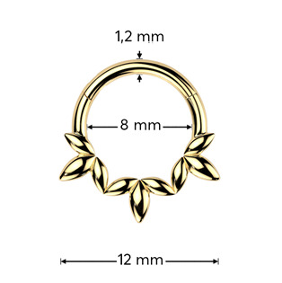 SG124-GD Zlacený ocelový kruh - helix / cartilage / septum piercing