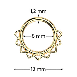 SG126-GD Zlacený ocelový kruh - helix / cartilage / septum piercing