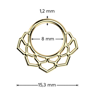 SG127-GD Zlacený ocelový kruh - helix / cartilage / septum piercing