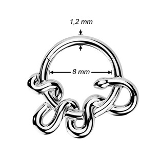 SG130-1208 Ocelový piercing - segment kruh had