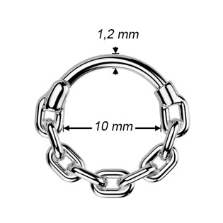 SG133-1210 Ocelový piercing - segment kruh řetěz