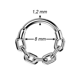 SG133-1210 Ocelový piercing - segment kruh řetěz