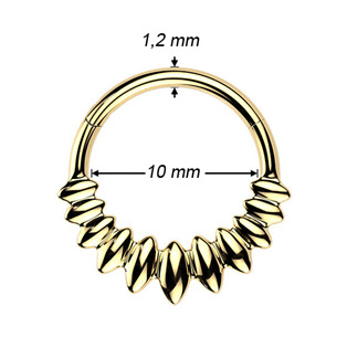 SG134GD-1208 Zlacený ocelový piercing - segment kruh