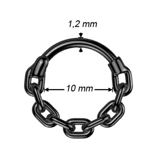 SG137-1208 Černý ocelový piercing - segment kruh řetěz