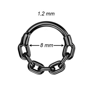SG137-1208 Černý ocelový piercing - segment kruh řetěz