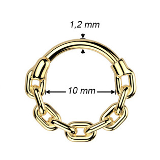 SG138-1208 Zlacený celový piercing - segment kruh řetěz