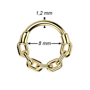 SG138-1208 Zlacený celový piercing - segment kruh řetěz