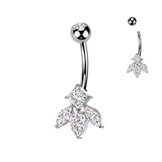 TB001 Piercing do pupíku - TITAN + bižuterie