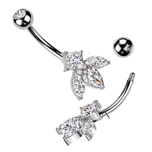 TB001 Piercing do pupíku - TITAN + bižuterie