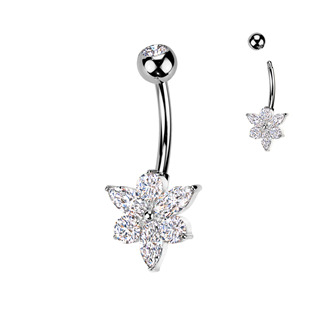 TB002 Piercing do pupíku - TITAN + bižuterie
