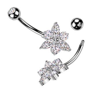 TB002 Piercing do pupíku - TITAN + bižuterie