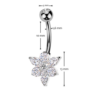 TB002 Piercing do pupíku - TITAN + bižuterie
