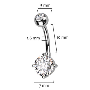 TB003-C Piercing do pupíku s kulatým kamenem