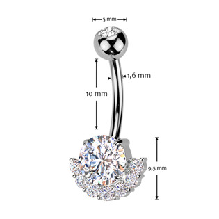TB007 Piercing do pupíku - TITAN + bižuterie