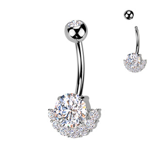 TB007 Piercing do pupíku - TITAN + bižuterie