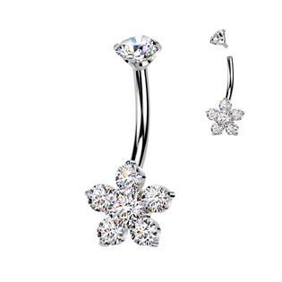 tin69TIT1600 Piercing do pupíku kytička - TITAN