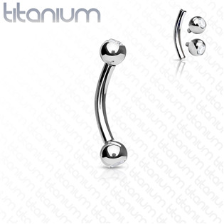 TIT1011-12083 Piercing banánek vnitřní závit, zirkon - TITAN