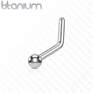 TIT1026-01 Zahnutý piercing do nosu kulička - TITAN