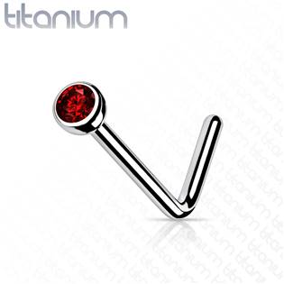 TIT1027R Zahnutý piercing do nosu - titan