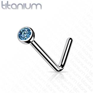 TIT1027R Zahnutý piercing do nosu - titan