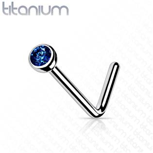 TIT1027R Zahnutý piercing do nosu - titan
