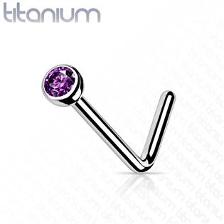 TIT1027R Zahnutý piercing do nosu - titan