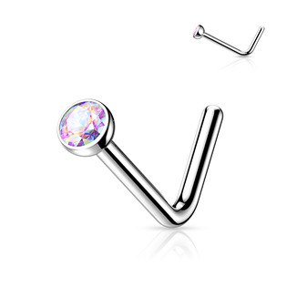 TIT1027R Zahnutý piercing do nosu - titan
