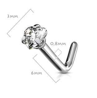 TIT1042-C Zahnutý piercing do nosu - titan srdíčko