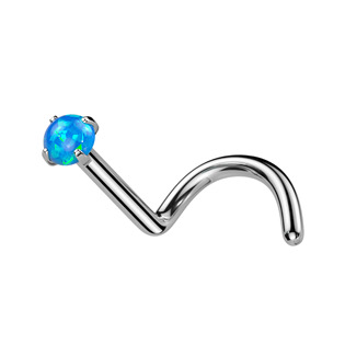TIT1054-OP17 Zahnutý piercing do nosu - TITAN, opál