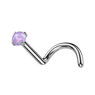 TIT1054-OP38 Zahnutý piercing do nosu - TITAN, opál