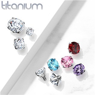 TIT1069-04C Náhradní kamínek TITAN, závit 1,2 mm, 4mm čirý zirkon