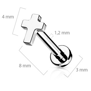 TIT1100ST-1206 Piercing do brady - labreta TITAN, kříž