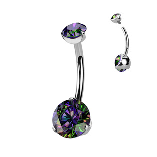 TIT1142-VM Piercing do pupíku vnitřní závit, zirkon - TITAN
