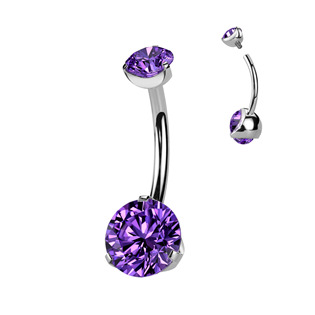 TIT1142-VM Piercing do pupíku vnitřní závit, zirkon - TITAN