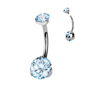TIT1142-VM Piercing do pupíku vnitřní závit, zirkon - TITAN