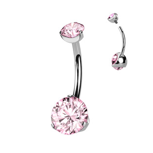 TIT1142-VM Piercing do pupíku vnitřní závit, zirkon - TITAN
