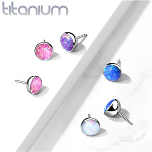 TIT1149-OP17-020 Kamínek opál k PUSH IN piercingu TITAN