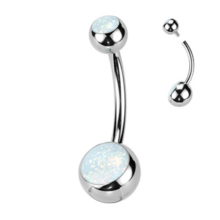 TIT1186-OP05 Piercing do pupíku banánek - TITAN, opál