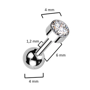 TIT1306-C Cartilage piercing TITAN, 1,2 x 6 mm, barva: čirá