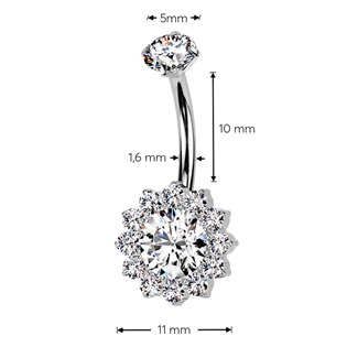 TIT1351-C Piercing do pupíku - TITAN, barva: čirá