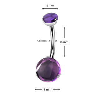 TIT1365 Piercing do pupíku - TITAN, Amethyst