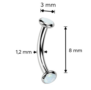 TIT1380-OP17 Piercing do obočí TITAN, bílý opál
