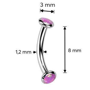 TIT1380-OP22 Piercing do obočí TITAN, růžový opál