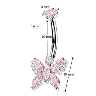 TIT1385-P Piercing do pupíku - TITAN, růžová barva